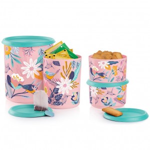 Tupperware Blushing Meadow One Touch Canister Set Candy Floss Dry Storage | 02785YUHZ