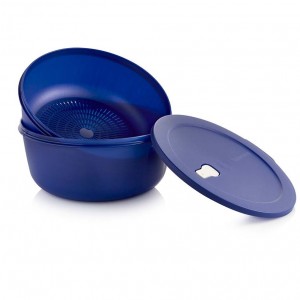 Tupperware Crystalwave 16-cup/3.8 L Round With Colander Blue Microwave Reheatable | 23416QYIF