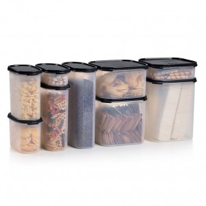 Tupperware Modular Mates Oval & Square Set Black Dry Storage | 90567YQIX