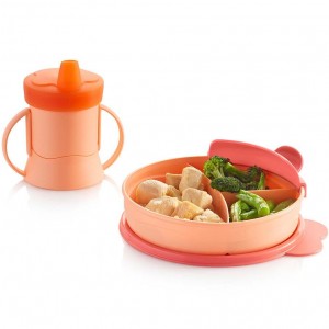 Tupperware Tupperkids Feeding Set Coral / Orange Plates and Bowls | 92054UTMP